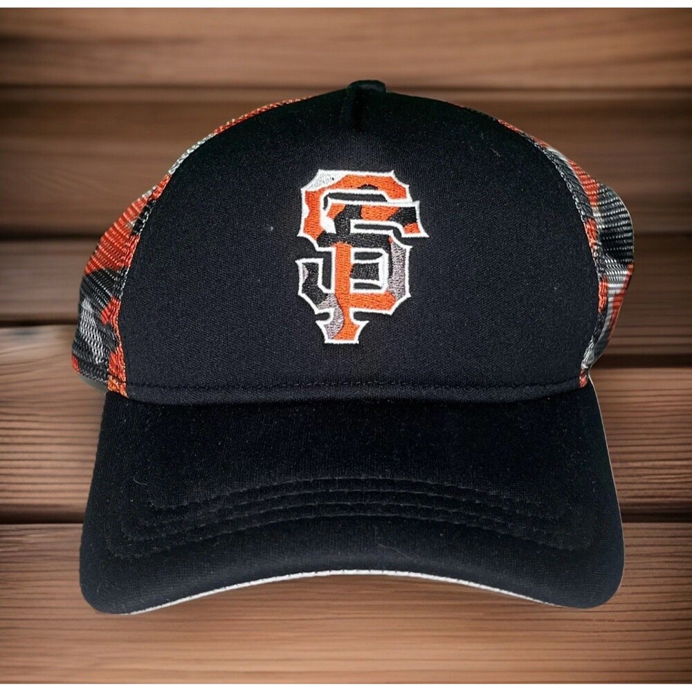 San Francisco Giants Hat MLB New Era Black Camo Snapback Trucker Cap Womens OSFM